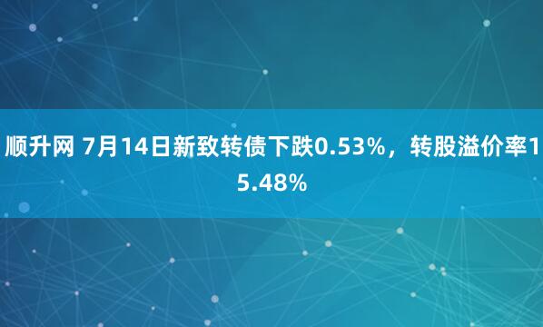 顺升网 7月14日新致转债下跌0.53%，转股溢价率15.48%